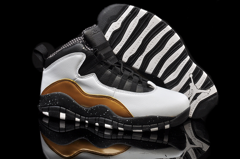 Air Jordan 10 Mens Shoes Black/White/Golden Online